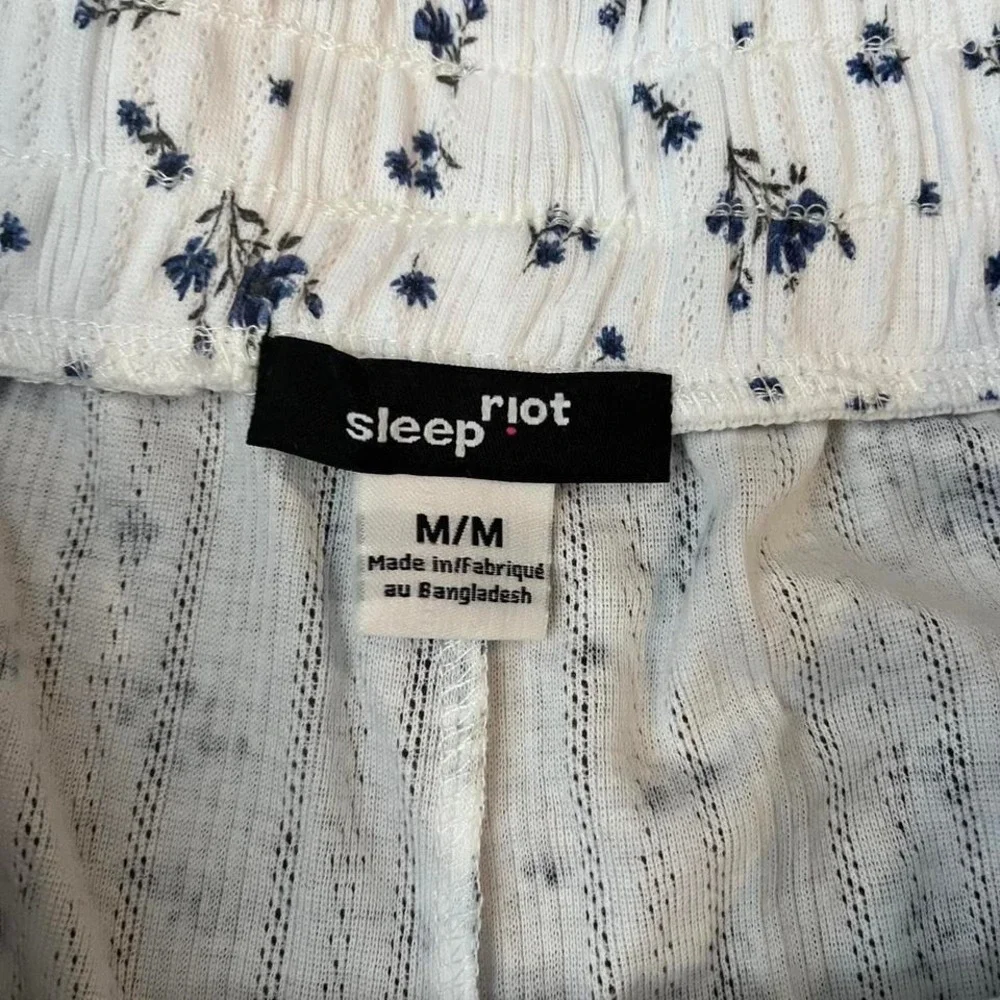 Womens Floral White‎ Blue Coquette Bloomers Loungewear Shorts Cottagecore Boho M - Picture 2 of 6
